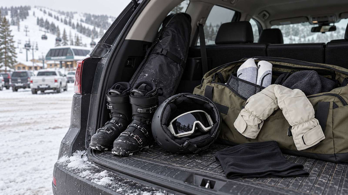 ski and snowboard accessories working together on mountain lifts