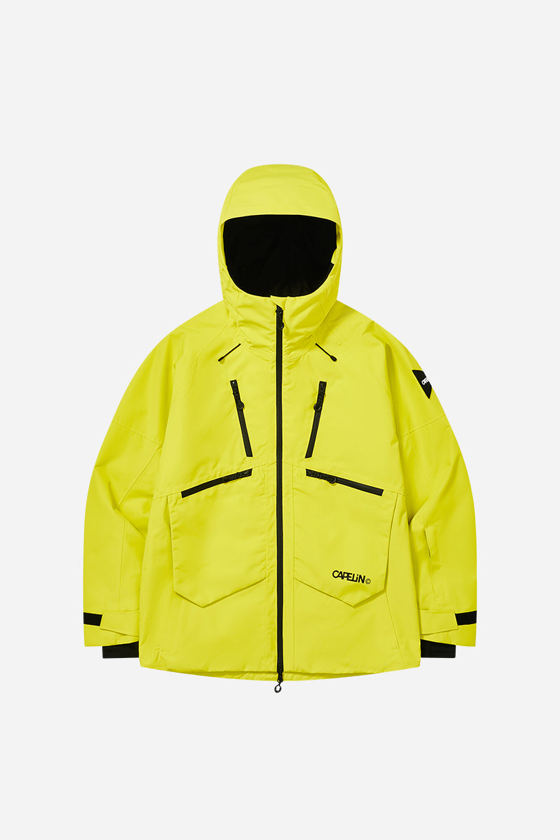 ジャケット・アウター lemon Volcom Nimbus Full Zip Yellow Green Abstract Snow Jacket Men's