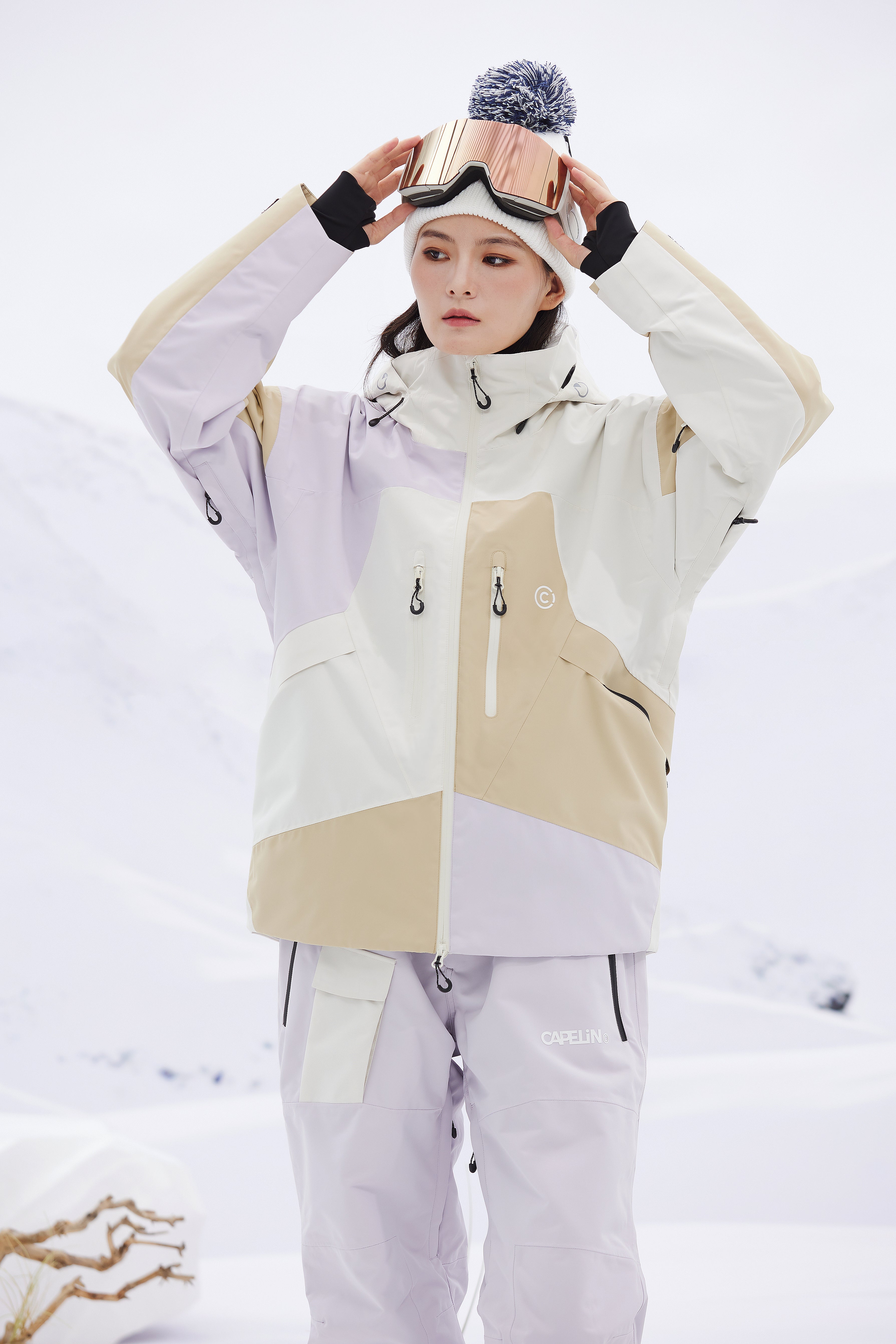 CAPELIN スノーボードウェア ホワイト/ブラック CAPELiN© クルー スノーボード、パーカー、ジャケット